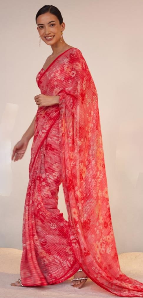 MG 528 Pure Georgette Digital Printed Designer Saree Suppliers In India